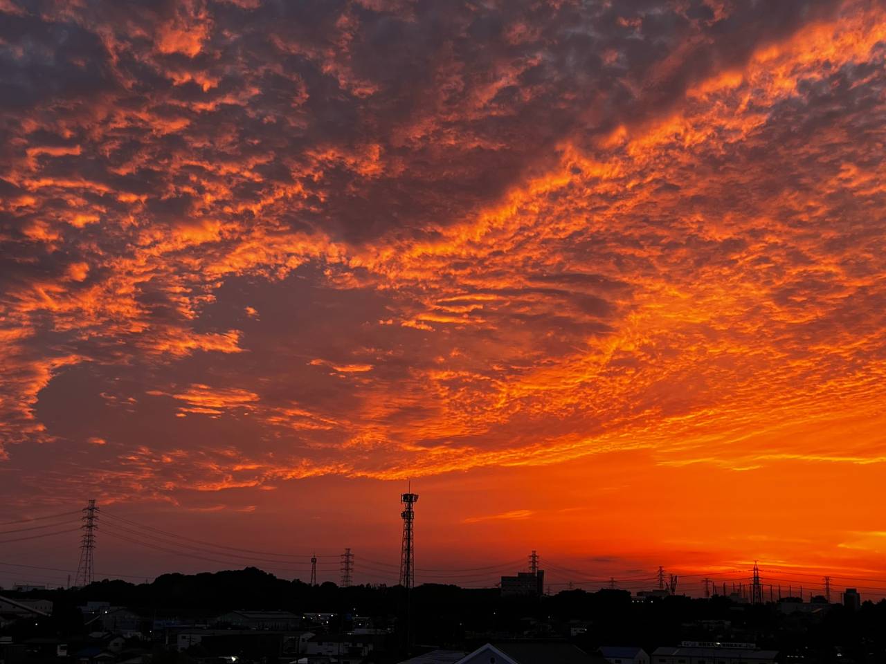 真っ赤な夕焼け 注目の空の写真 ウェザーニュース