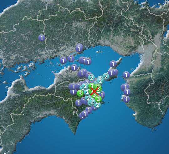 徳島県で震度3の地震発生 ウェザーニュース