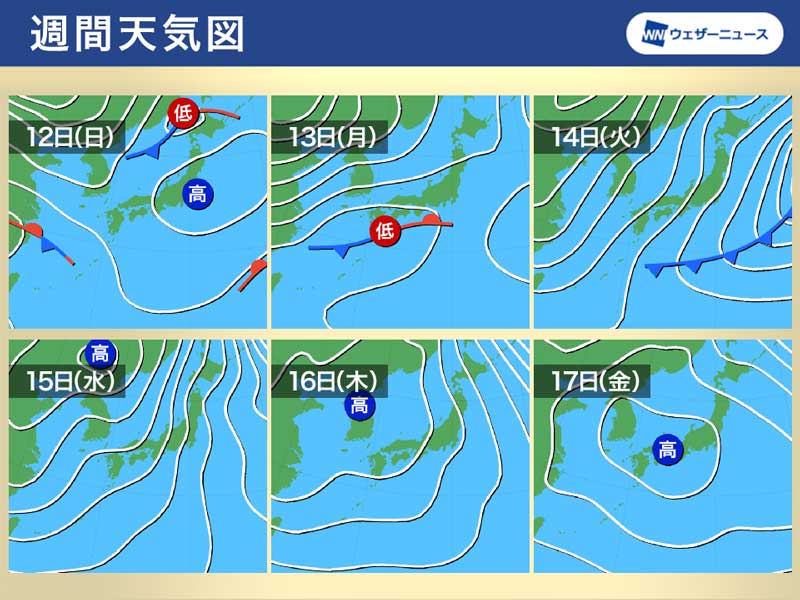 週間天気予報 週明けは広く傘の出番 週中頃は冬型強まる 2月13日 月 〜19日 日 ウェザーニュース