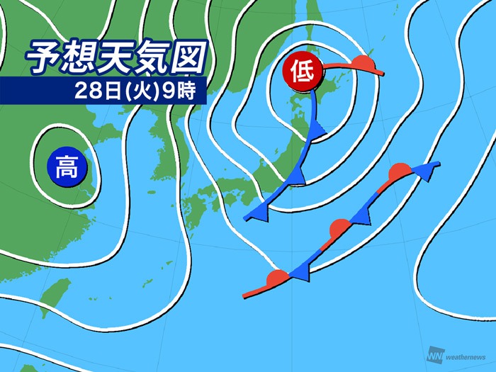 今日の天気 11月28日(火) 北日本や北陸は荒天注意 関東は季節外れの ...