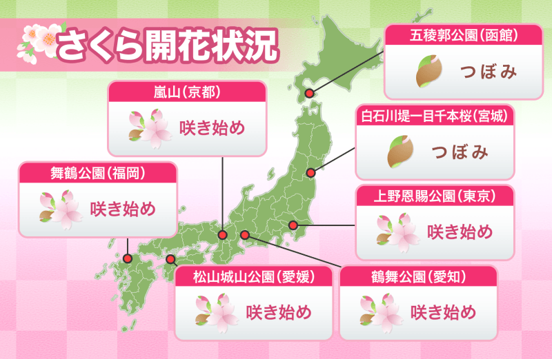 今週は東日本〜西日本で続々開花か
