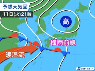 週間天気予報 本州も 梅雨のはしり 曇りや雨の日多く 5月13日 木 19日 水 ウェザーニュース